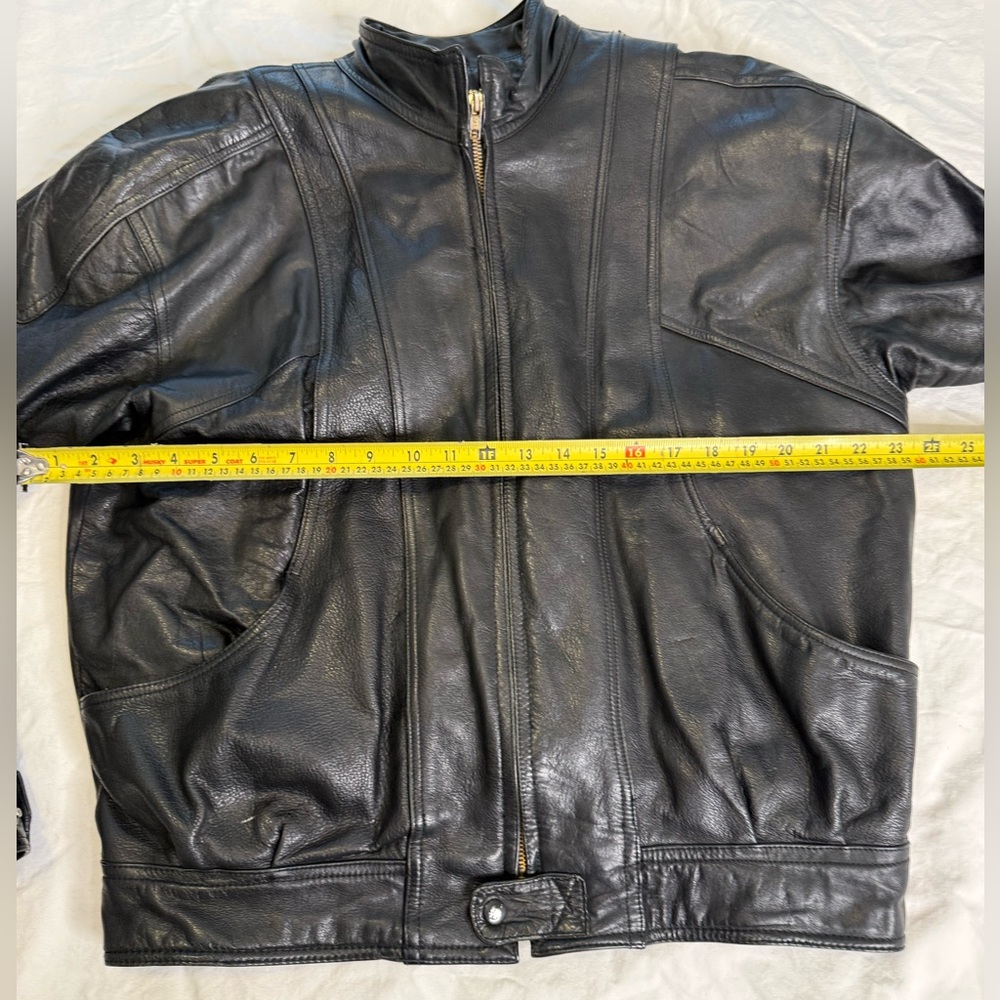 Vintage 90s Black Leather Jacket Sherpa Lined Minimalist Moto L Wilson’s leather - Picture 12 of 13